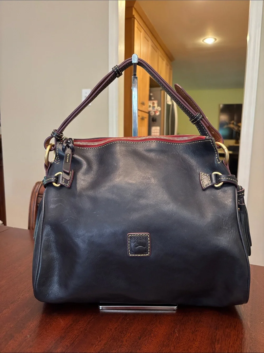 Dooney & Bourke Medium Florentine Leather Zip Hobo Bag Navy